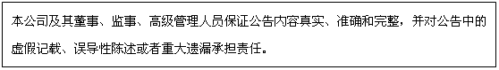 文本框: 本公司及其董事、监事、高级管理人员保证公告内容真实、准确和完整,并对公告中的虚假记载、误导性陈述或者重大遗漏承担责任。